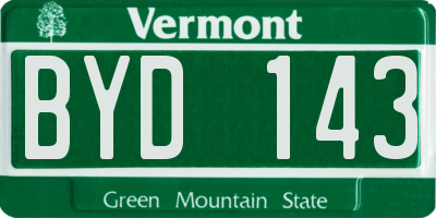 VT license plate BYD143