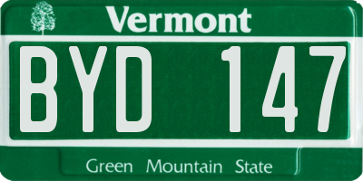 VT license plate BYD147