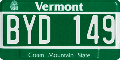 VT license plate BYD149