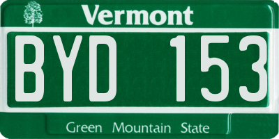VT license plate BYD153