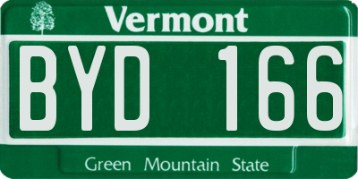 VT license plate BYD166