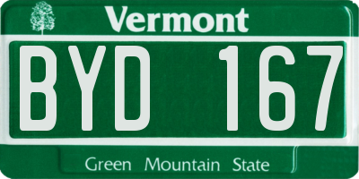 VT license plate BYD167