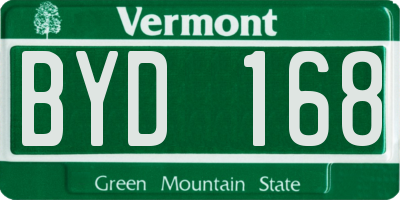 VT license plate BYD168