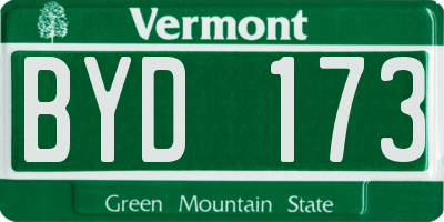 VT license plate BYD173