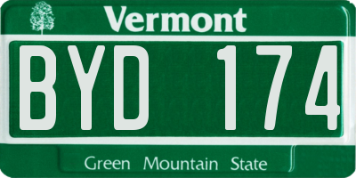 VT license plate BYD174