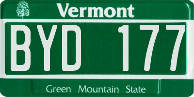 VT license plate BYD177