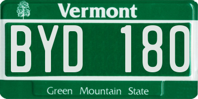 VT license plate BYD180