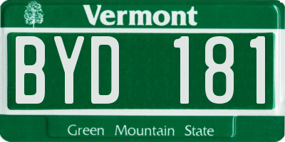 VT license plate BYD181