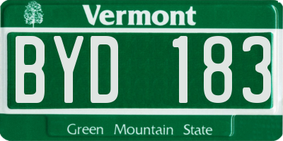 VT license plate BYD183