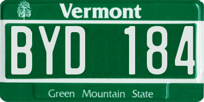 VT license plate BYD184
