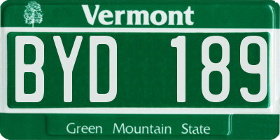 VT license plate BYD189