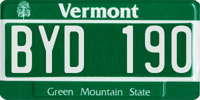 VT license plate BYD190