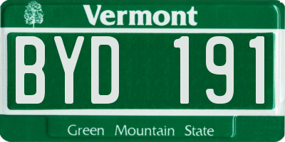 VT license plate BYD191