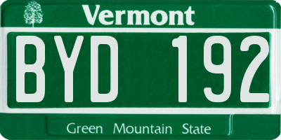 VT license plate BYD192