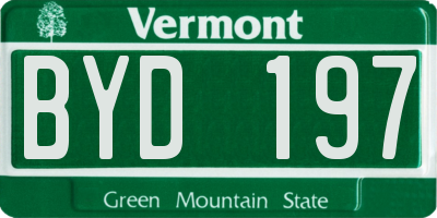 VT license plate BYD197
