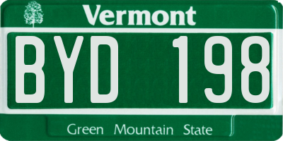 VT license plate BYD198