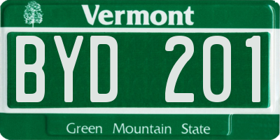 VT license plate BYD201