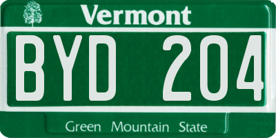 VT license plate BYD204