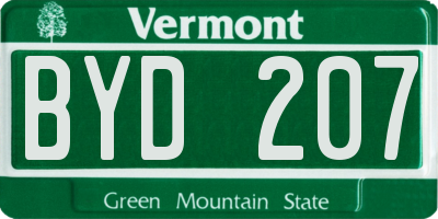 VT license plate BYD207