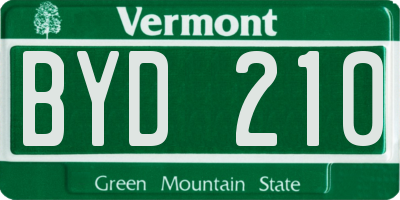 VT license plate BYD210
