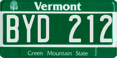 VT license plate BYD212