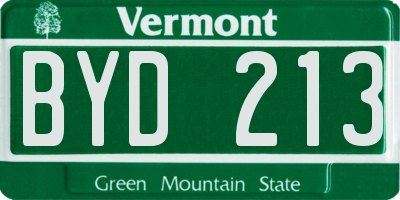 VT license plate BYD213