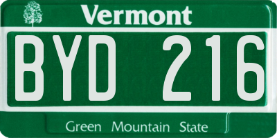 VT license plate BYD216