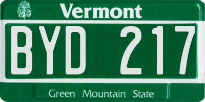VT license plate BYD217