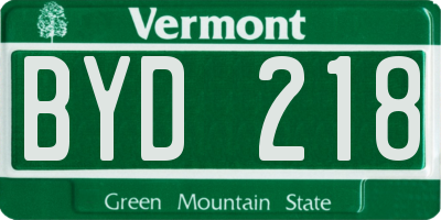 VT license plate BYD218