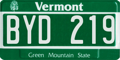 VT license plate BYD219