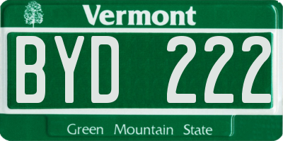 VT license plate BYD222