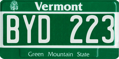 VT license plate BYD223