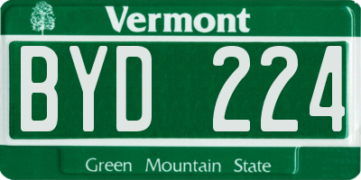 VT license plate BYD224