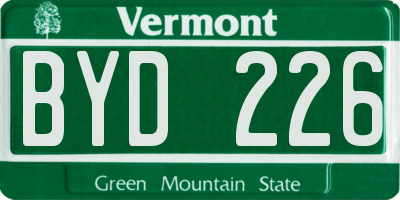 VT license plate BYD226