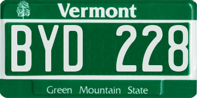 VT license plate BYD228