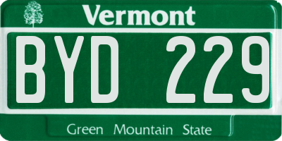 VT license plate BYD229
