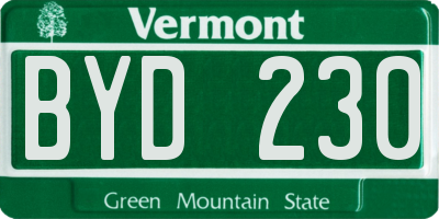 VT license plate BYD230