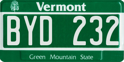 VT license plate BYD232