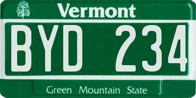 VT license plate BYD234