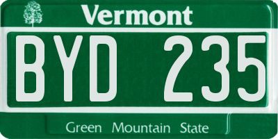 VT license plate BYD235