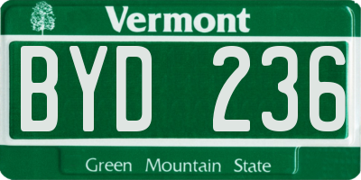VT license plate BYD236