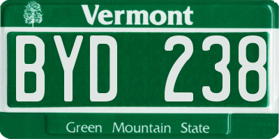VT license plate BYD238
