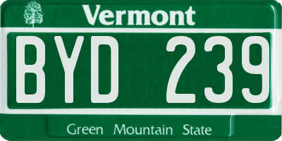 VT license plate BYD239