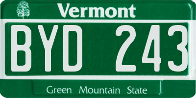 VT license plate BYD243