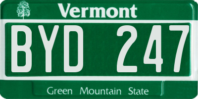 VT license plate BYD247