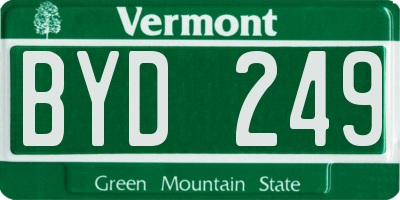 VT license plate BYD249