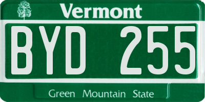 VT license plate BYD255