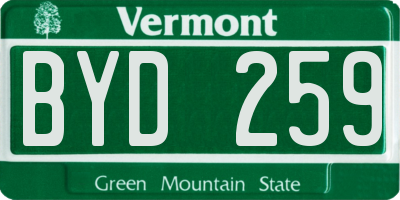 VT license plate BYD259