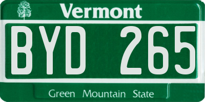 VT license plate BYD265
