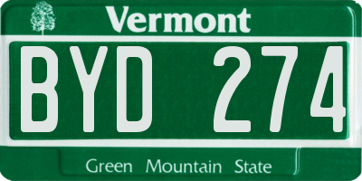 VT license plate BYD274